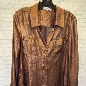 Calvin Klein Shiny Copper Button Down Shirt